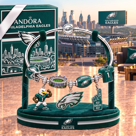 PE x Personalized NFL Pandora Style Charm Bracelet Gift Set 1409