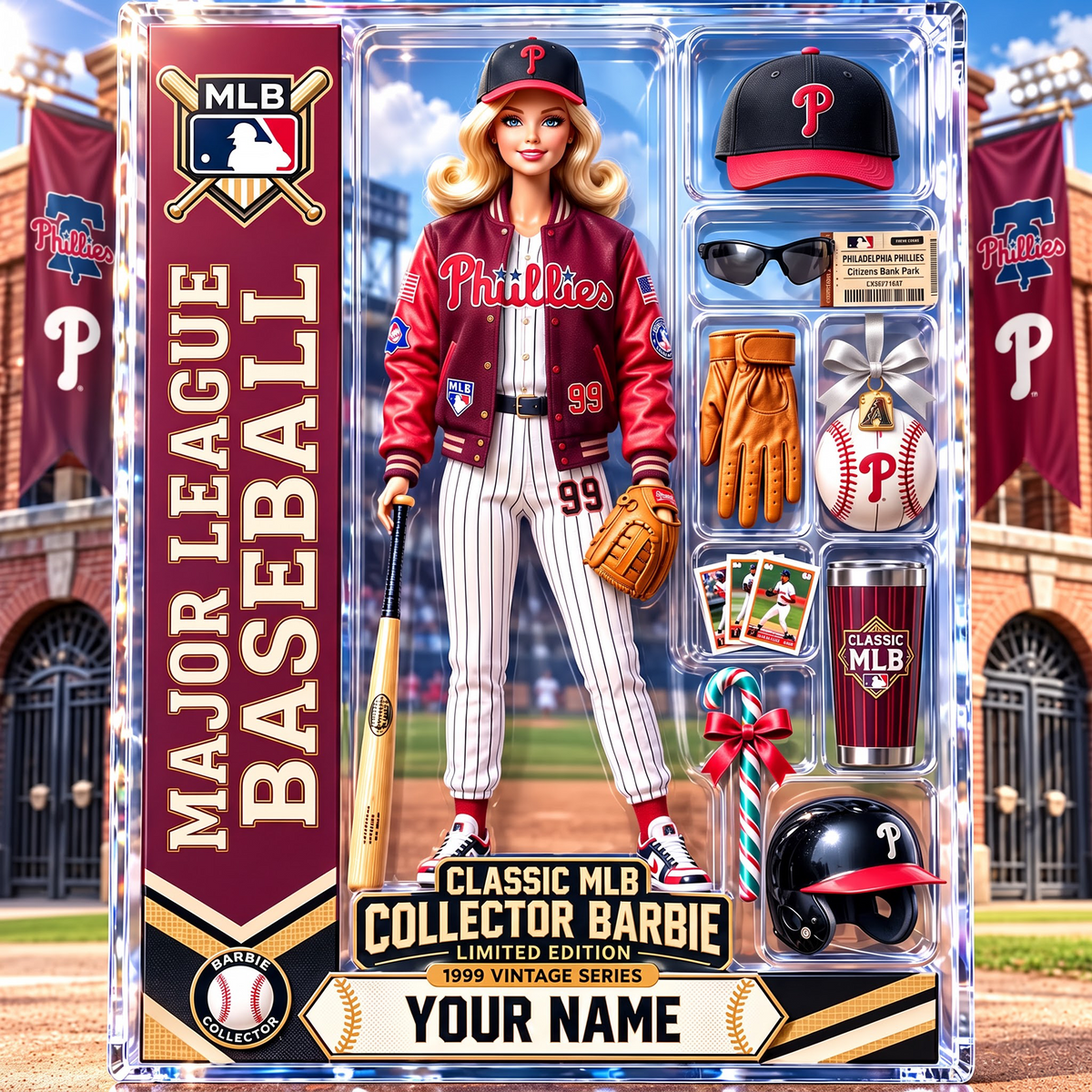 PHI X Personalized Classic MLB Collector Barbie Acrylic Block Plaque