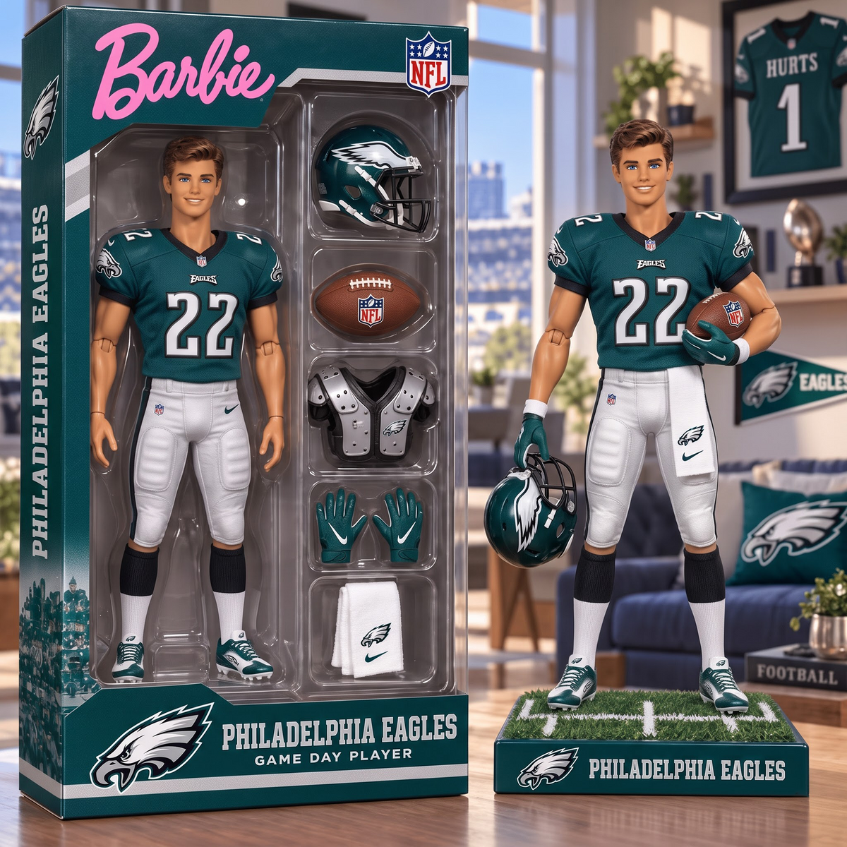 PHI X Personalized NFL Ken Doll Action Figure Box Set