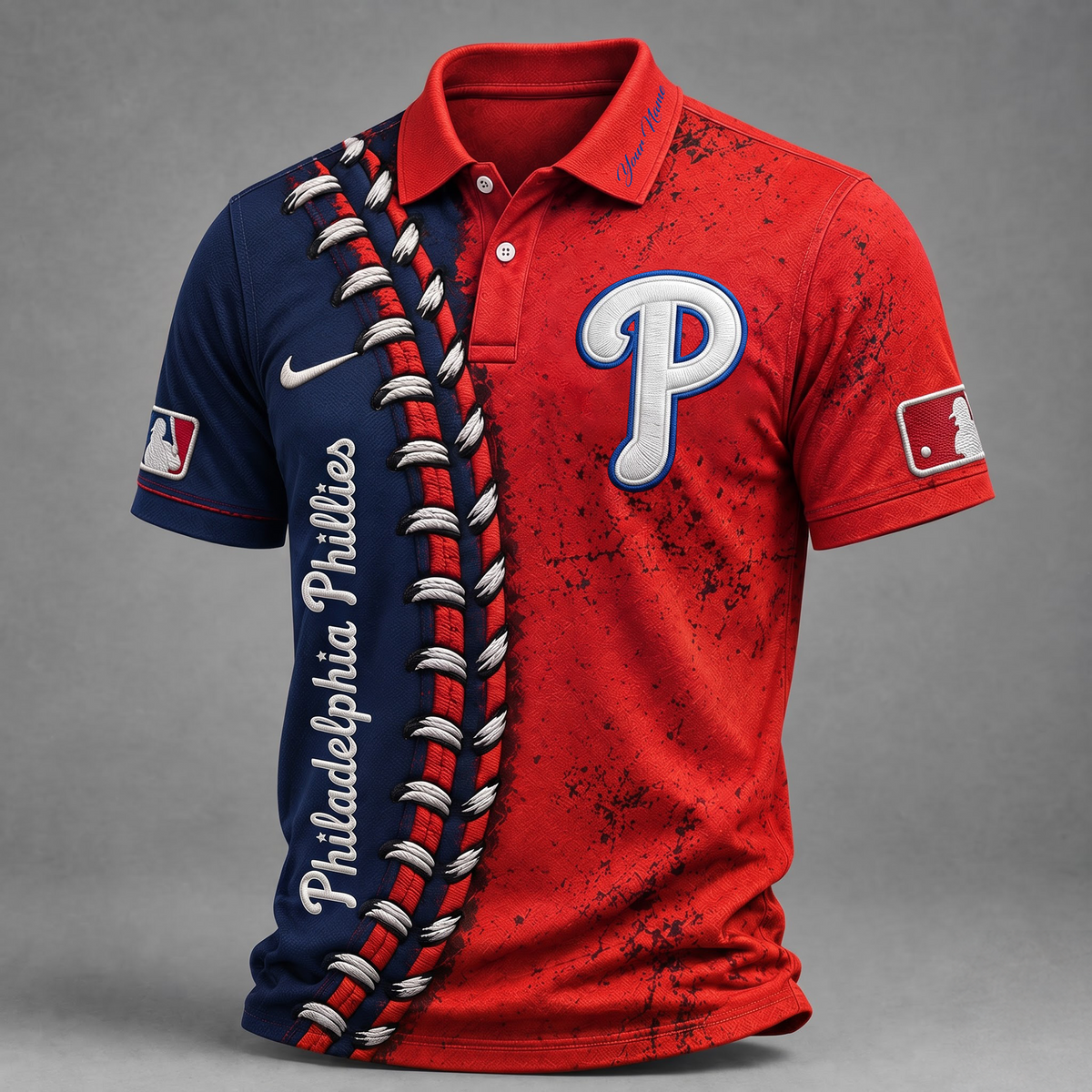 PHI X Premium MLB Baseball Stitch Polo Shirt