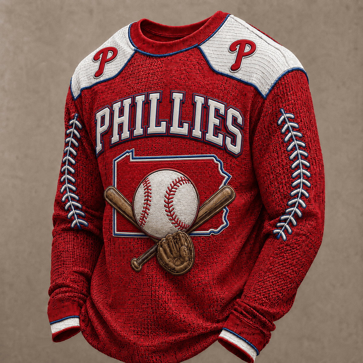 PHI X Premium MLB Vintage Baseball Stitch Sweatshirt