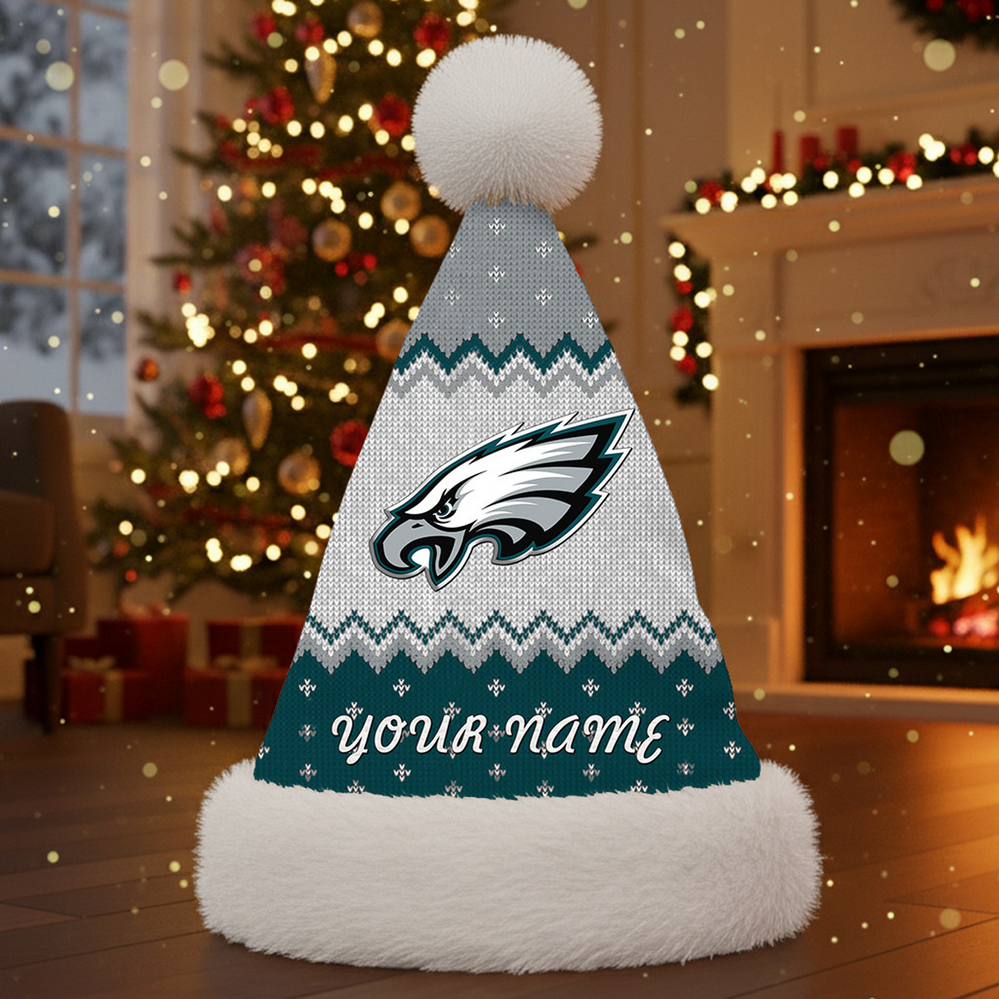 PHI x NFL Personalized Santa Hat Christmas DATND TANTD