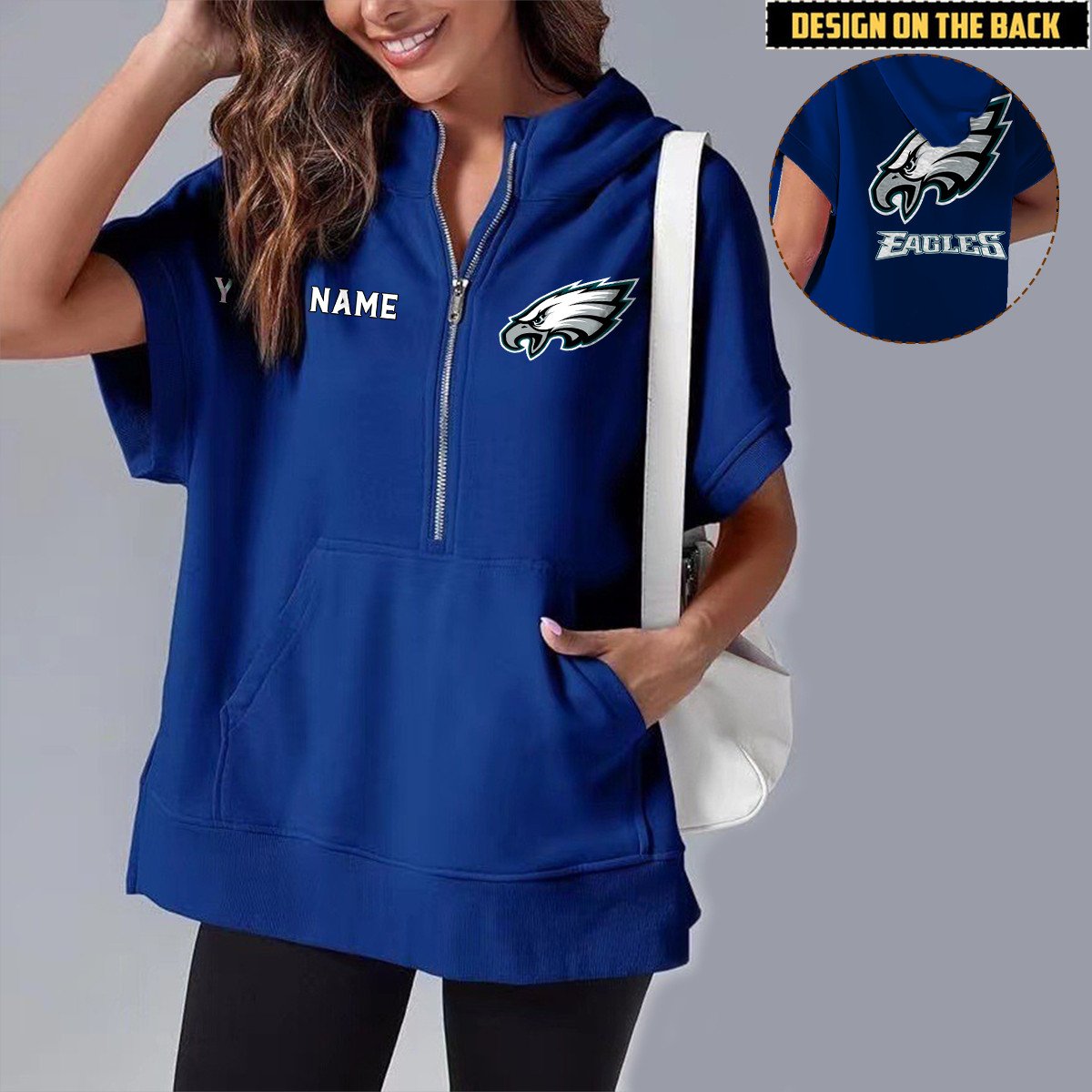 PHI x NFL Short Sleeve Zip Hoodie DATND TANTD