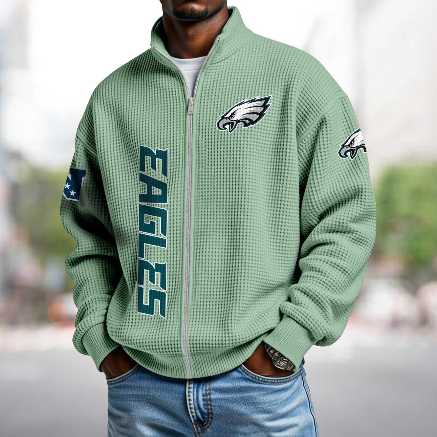 PHI x NFL Waffle Zip-Up Sweatshirt DATND TANTD