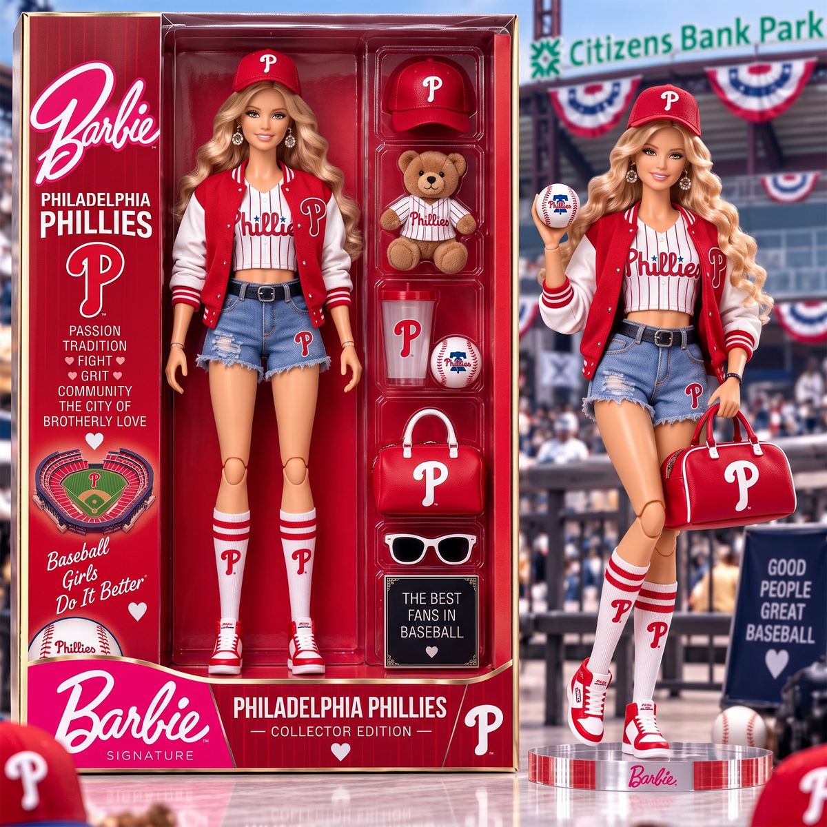PHI x Personalized MLB Barbie Acrylic Block Plaque Figure Set