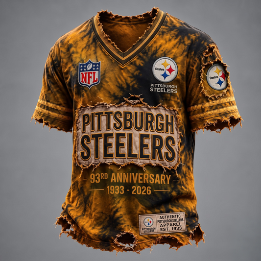 PIT X Custom Football Fan Distressed V-Neck Shirt