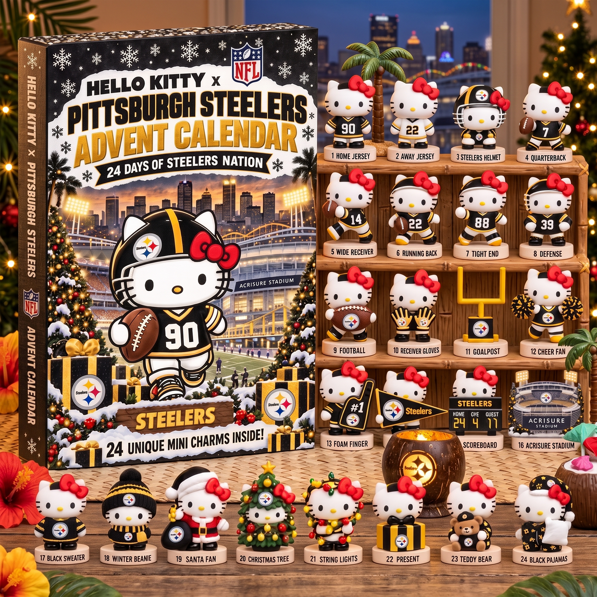 PIT X Hello Kitty x NFL Christmas Advent Calendar - 24 Days Mini Figure Gift Set
