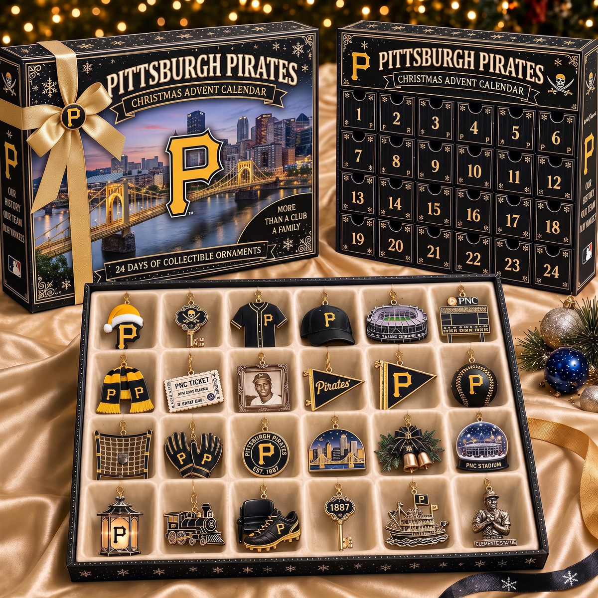 PIT X MLB Team Christmas Advent Calendar Box - 24 Days Countdown Tree Ornaments Gift Set