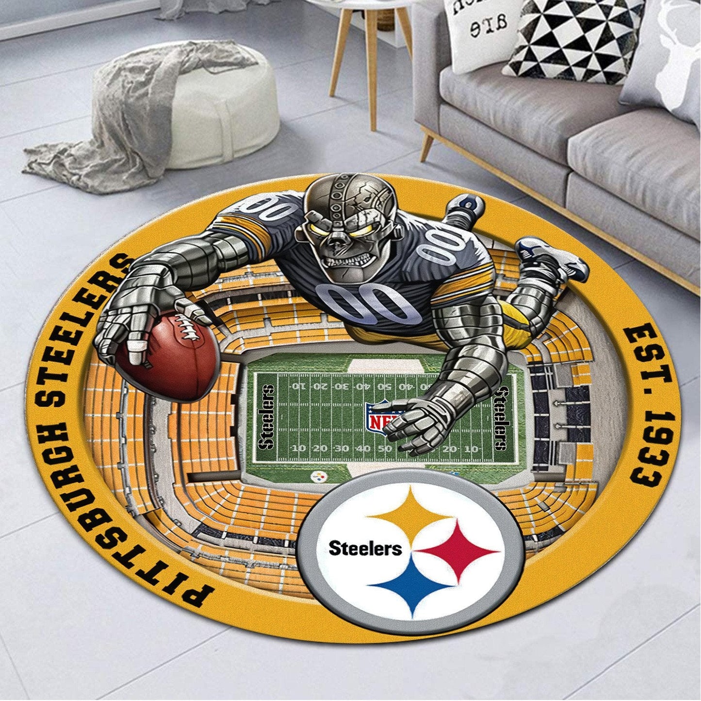 PIT x NFL Luxury 3D Round Rug DatND DVT