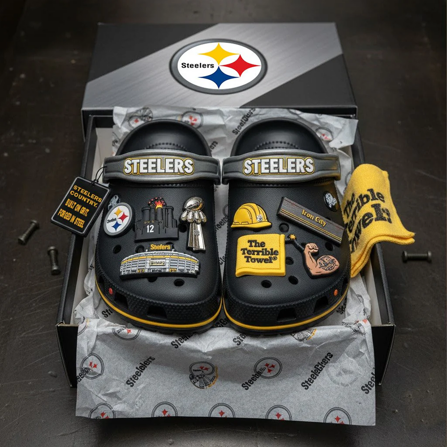 PIT x NFL Premium Crocs Clogs Shoes DATND TANTD