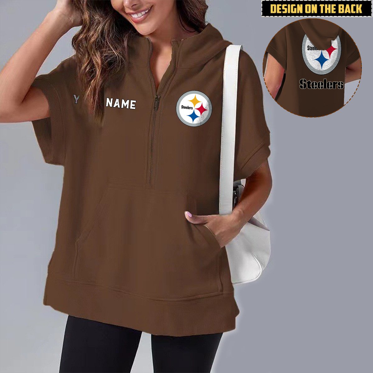 PIT x NFL Short Sleeve Zip Hoodie DATND TANTD