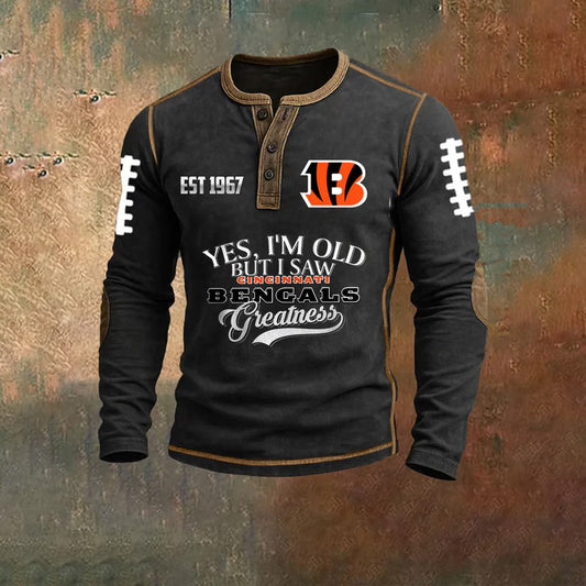 PREMIUM CIN X NFL LONG SLEEVE HENLEY SHIRT NDT NHM