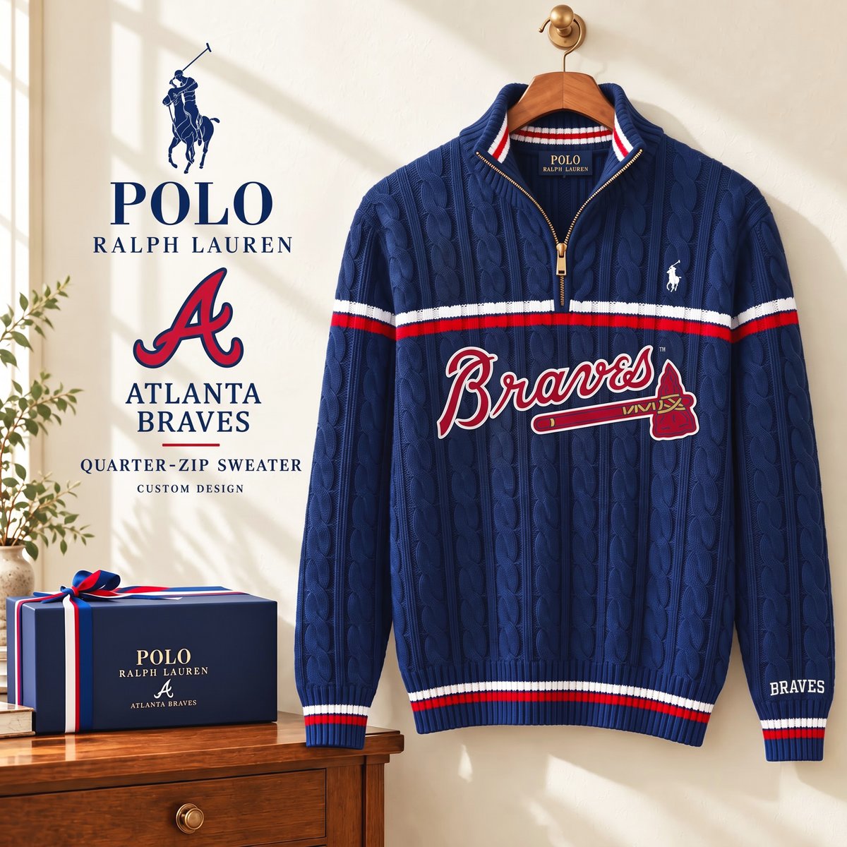 PREMIUM MLB X AB EXCLUSIVE POLO RALPH LAUREN QUATER-ZIP SWEATER SHIRT LIMITED EDITION