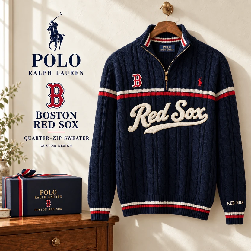 PREMIUM MLB X BRX EXCLUSIVE POLO RALPH LAUREN QUATER-ZIP SWEATER SHIRT LIMITED EDITION