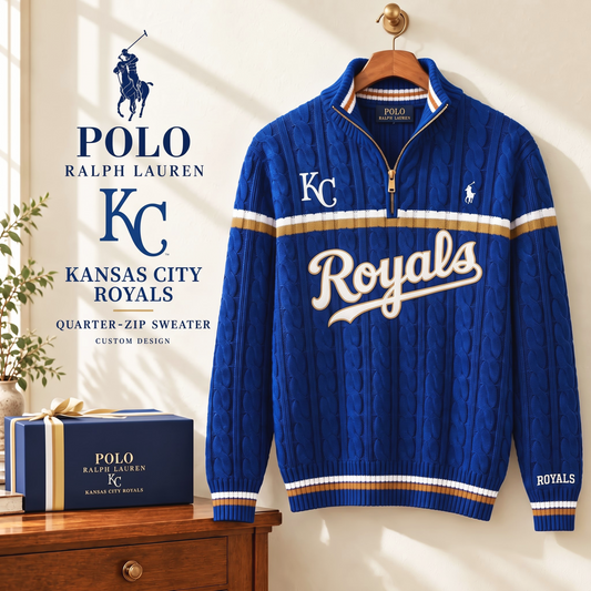PREMIUM MLB X KCR EXCLUSIVE POLO RALPH LAUREN QUATER-ZIP SWEATER SHIRT LIMITED EDITION