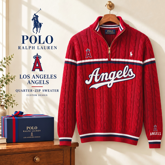 PREMIUM MLB X LAA EXCLUSIVE POLO RALPH LAUREN QUATER-ZIP SWEATER SHIRT LIMITED EDITION