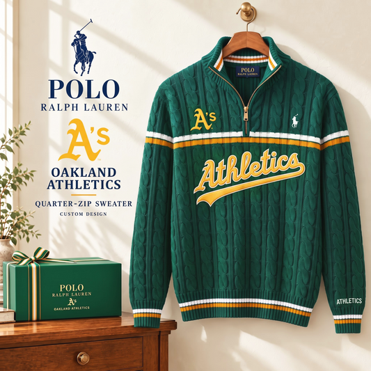 PREMIUM MLB X OA EXCLUSIVE POLO RALPH LAUREN QUATER-ZIP SWEATER SHIRT LIMITED EDITION
