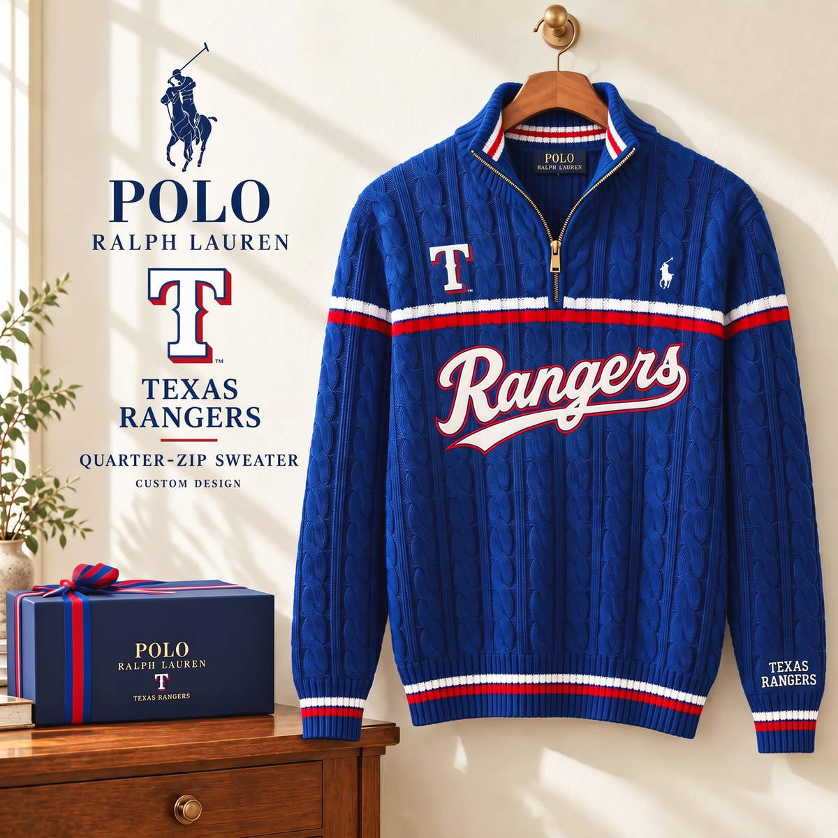 PREMIUM MLB X TR EXCLUSIVE POLO RALPH LAUREN QUATER-ZIP SWEATER SHIRT LIMITED EDITION