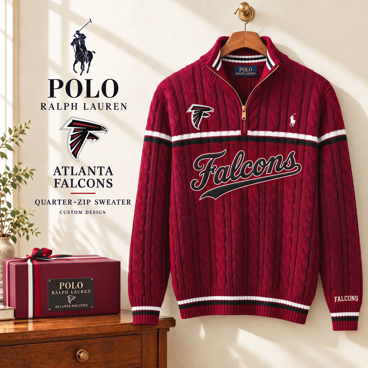 PREMIUM NFL X AF EXCLUSIVE POLO RALPH LAUREN QUATER-ZIP SWEATER SHIRT LIMITED EDITION