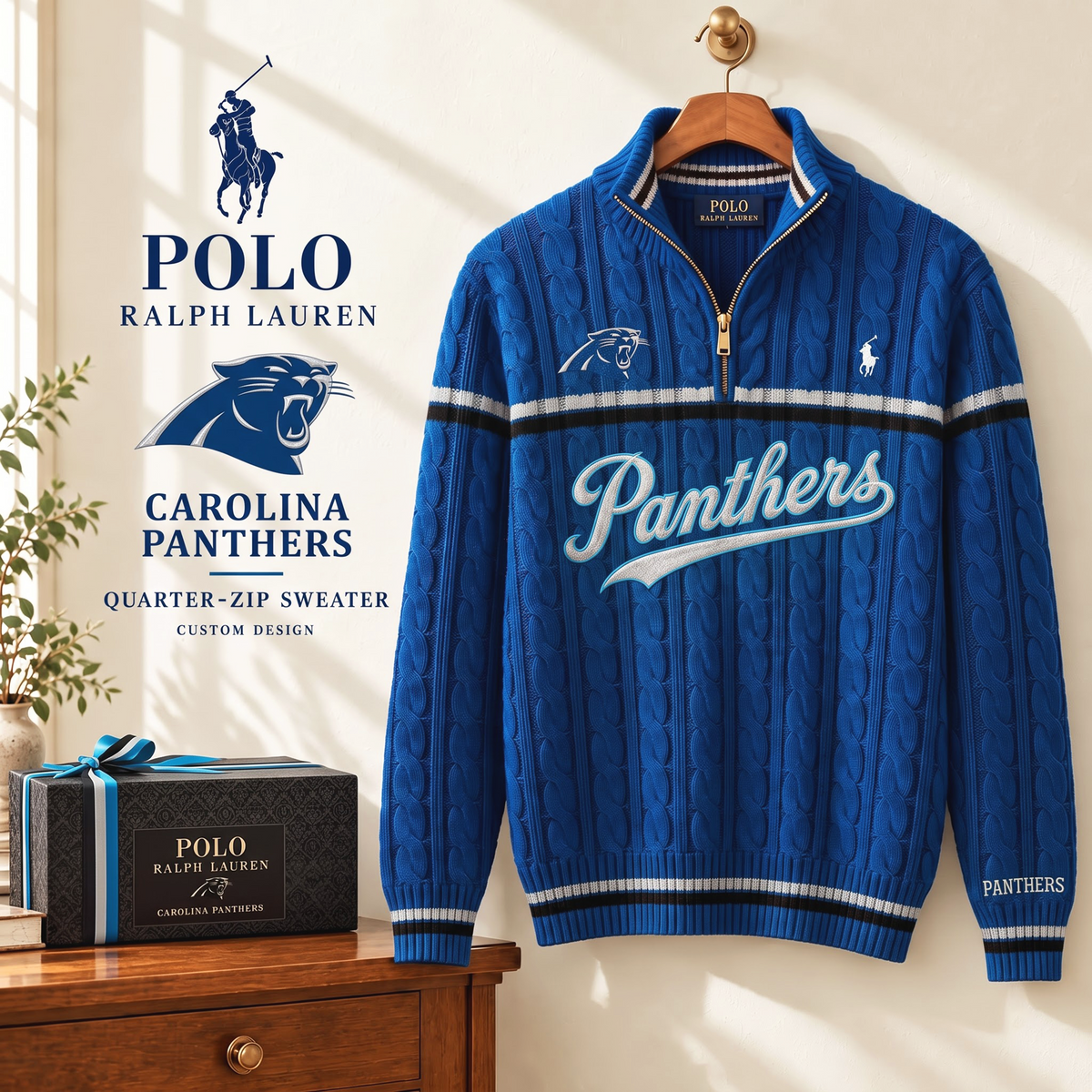 PREMIUM NFL X CP EXCLUSIVE POLO RALPH LAUREN QUATER-ZIP SWEATER SHIRT LIMITED EDITION