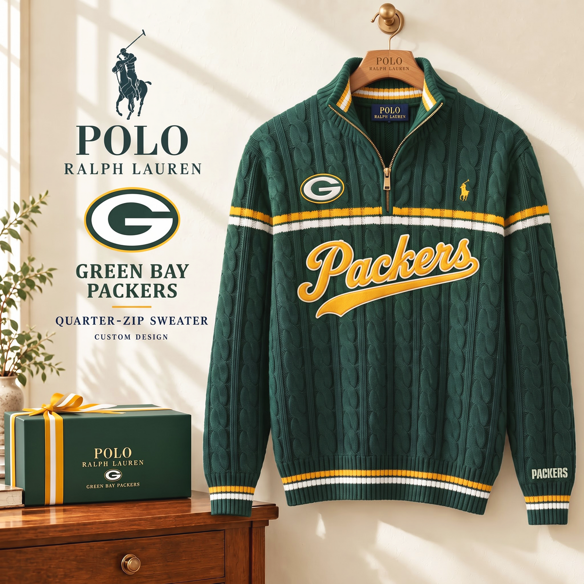 PREMIUM NFL X GBP EXCLUSIVE POLO RALPH LAUREN QUATER-ZIP SWEATER SHIRT LIMITED EDITION