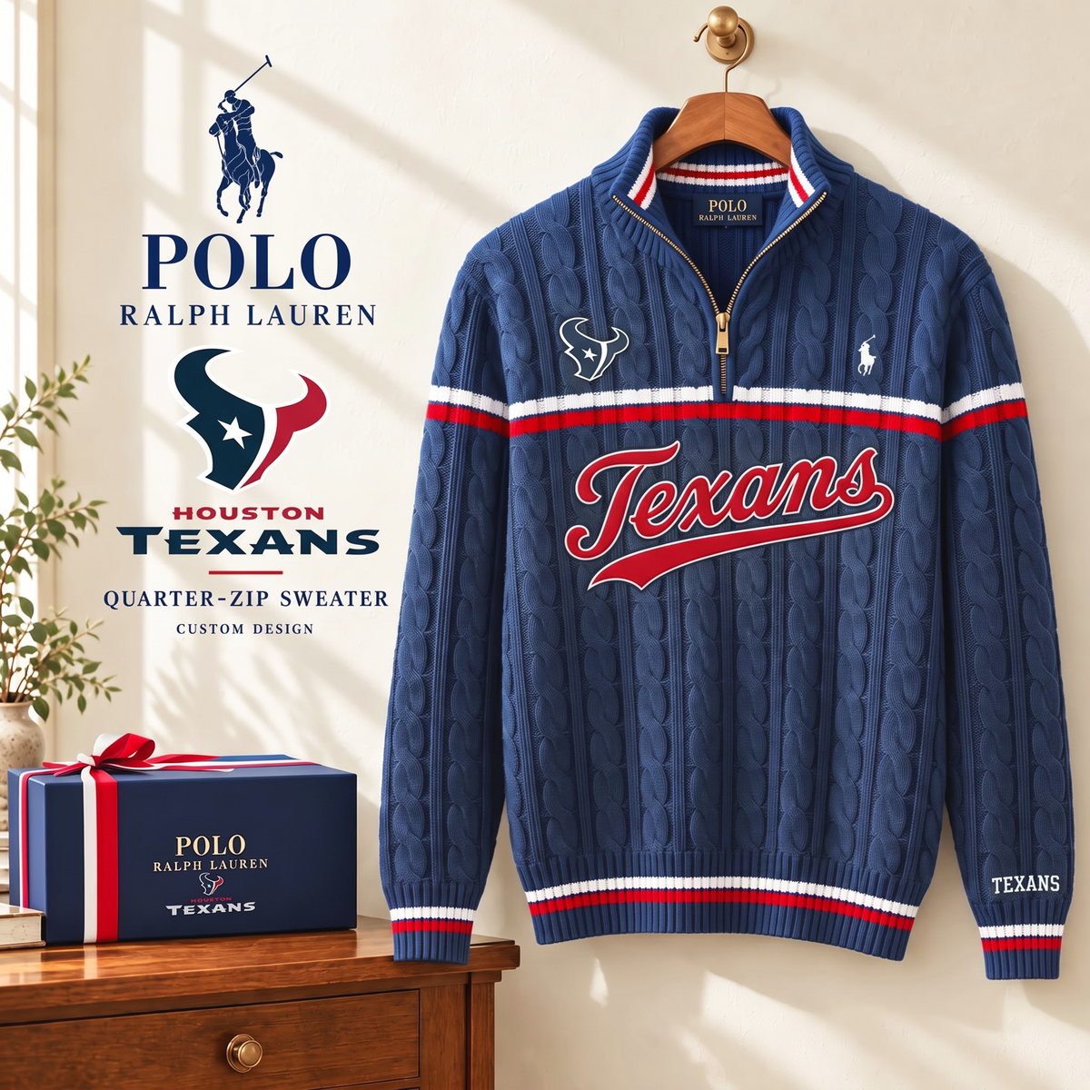 PREMIUM NFL X HT EXCLUSIVE POLO RALPH LAUREN QUATER-ZIP SWEATER SHIRT LIMITED EDITION