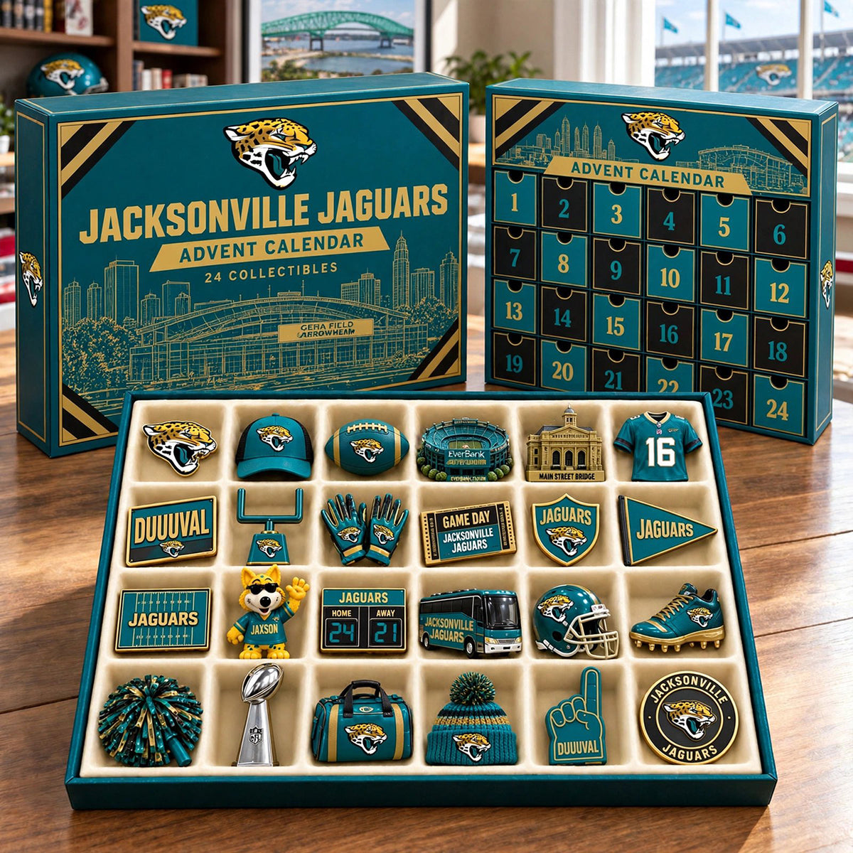 PREMIUM NFL X JAC BESPOKE OFFICIAL NFL 24-Day Game Day Surprise Countdown Box Limited Edition