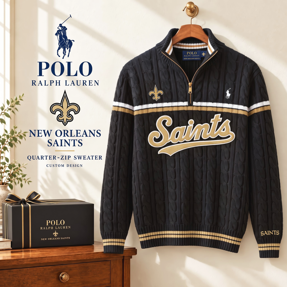 PREMIUM NFL X NOS EXCLUSIVE POLO RALPH LAUREN QUATER-ZIP SWEATER SHIRT LIMITED EDITION