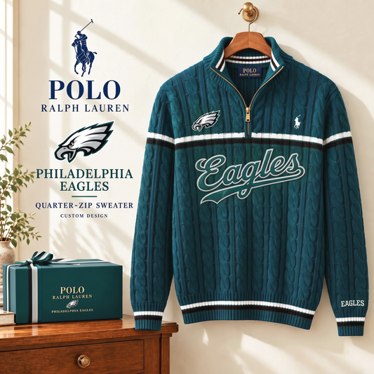 PREMIUM NFL X PE EXCLUSIVE POLO RALPH LAUREN QUATER-ZIP SWEATER SHIRT LIMITED EDITION