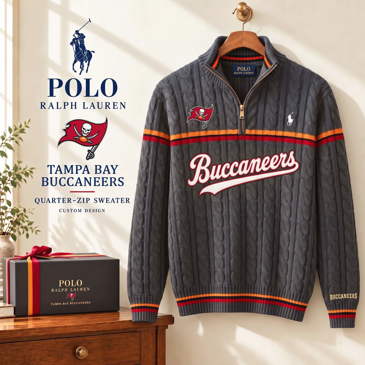 PREMIUM NFL X TBB EXCLUSIVE POLO RALPH LAUREN QUATER-ZIP SWEATER SHIRT LIMITED EDITION