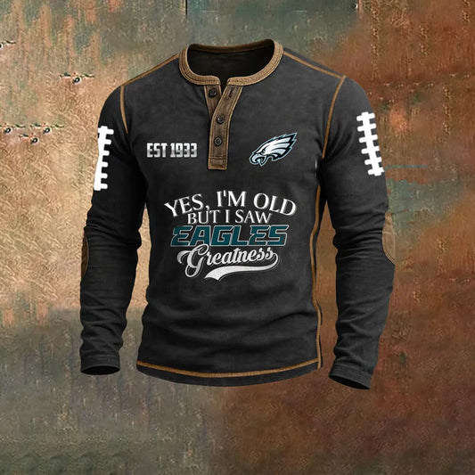 PREMIUM PHI X NFL LONG SLEEVE HENLEY SHIRT NDT NHM