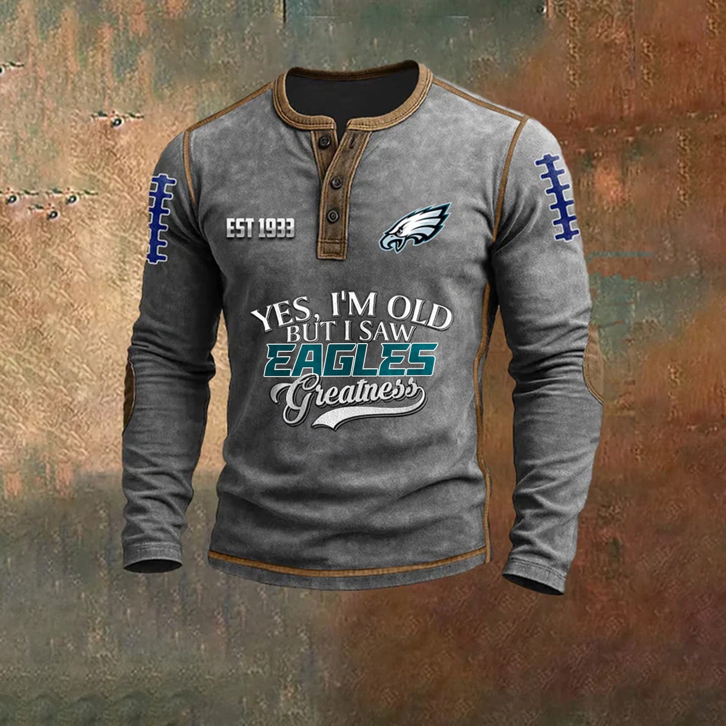 PREMIUM PHI X NFL LONG SLEEVE HENLEY SHIRT NDT NHM