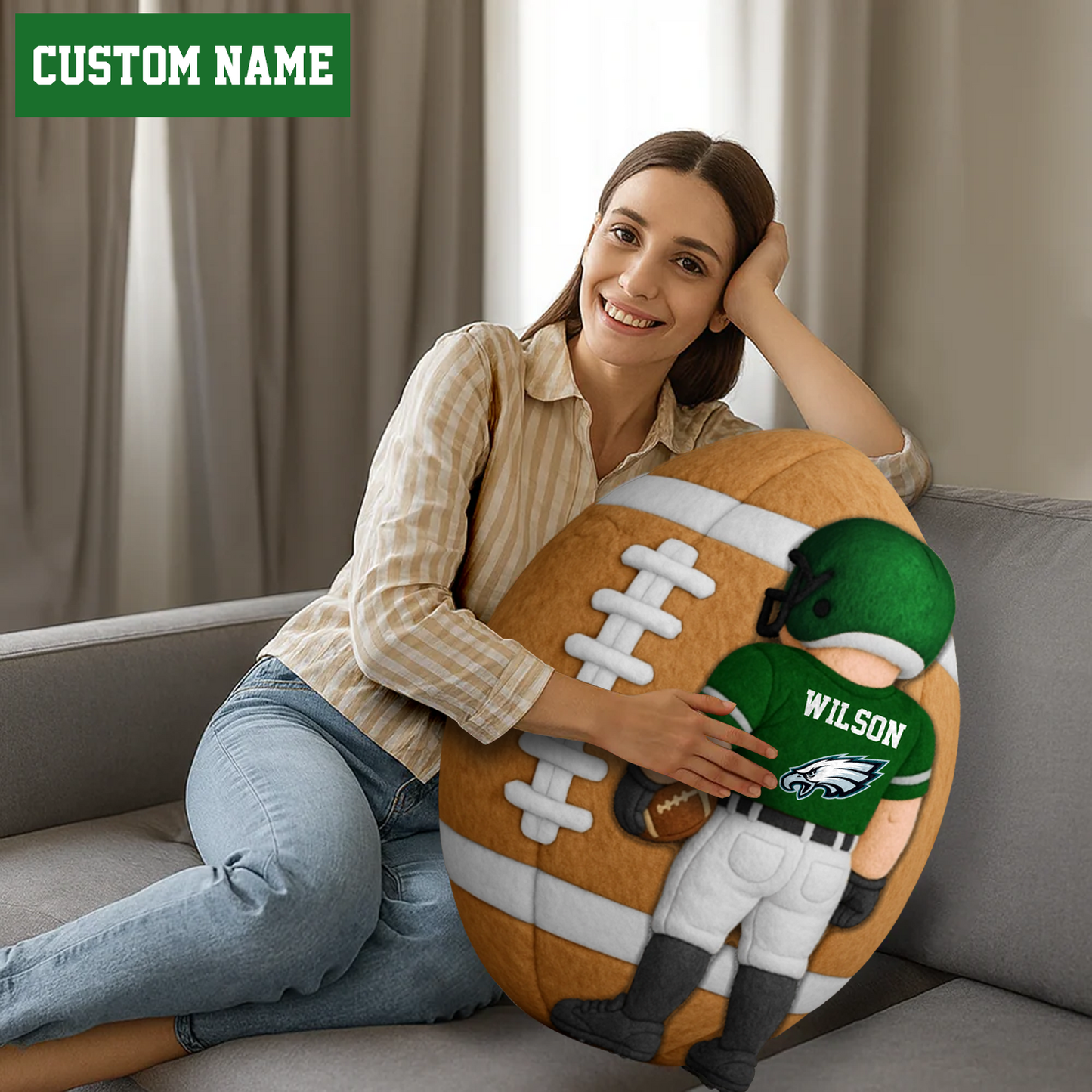 PREMIUM NFL X PHI  American Football Ugly Plush Pillow Personalized Gift For Football Players NDT TDT 211125