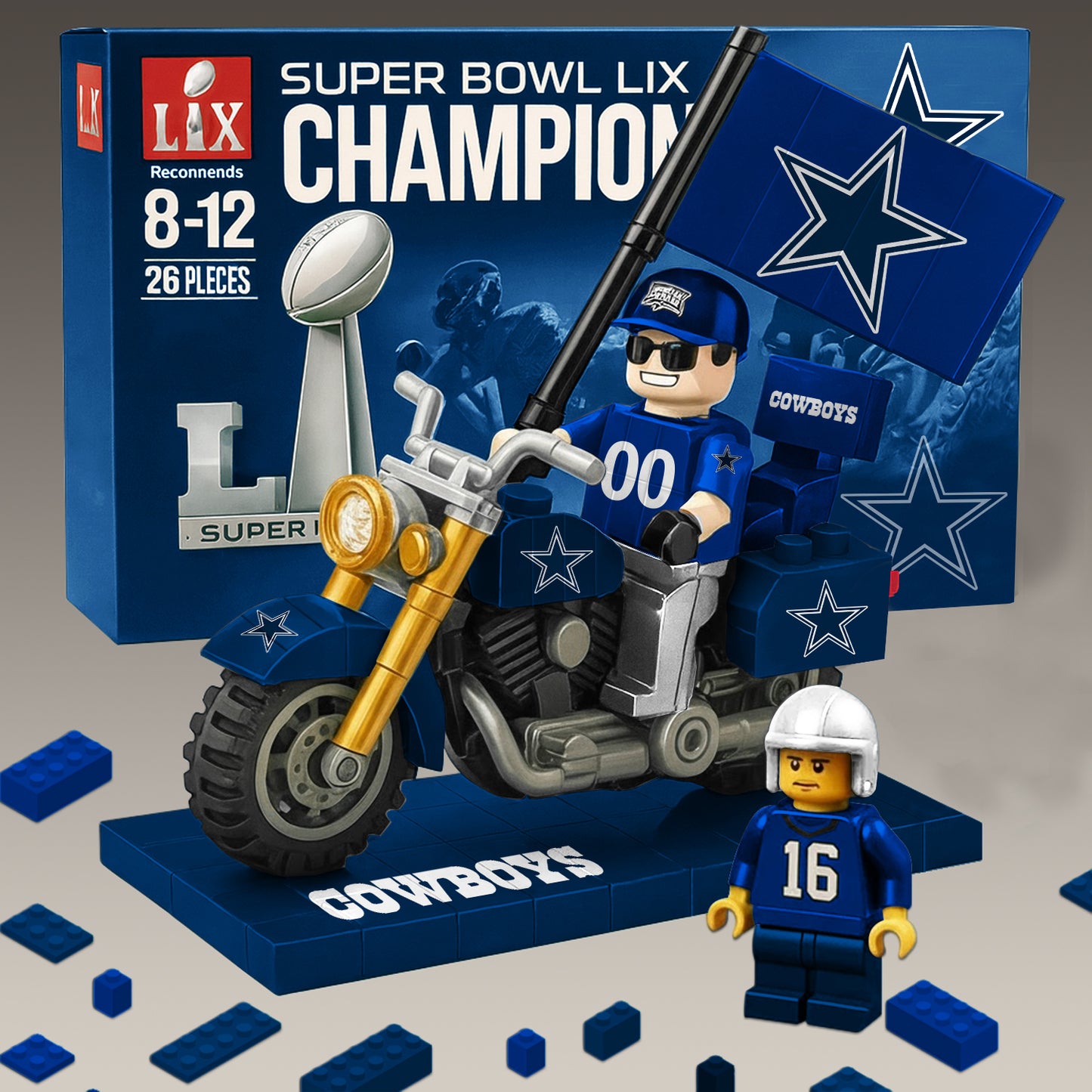 PREMIUM NFL x DAL Building Blocks Bike Toy Set NDT NHM 181125