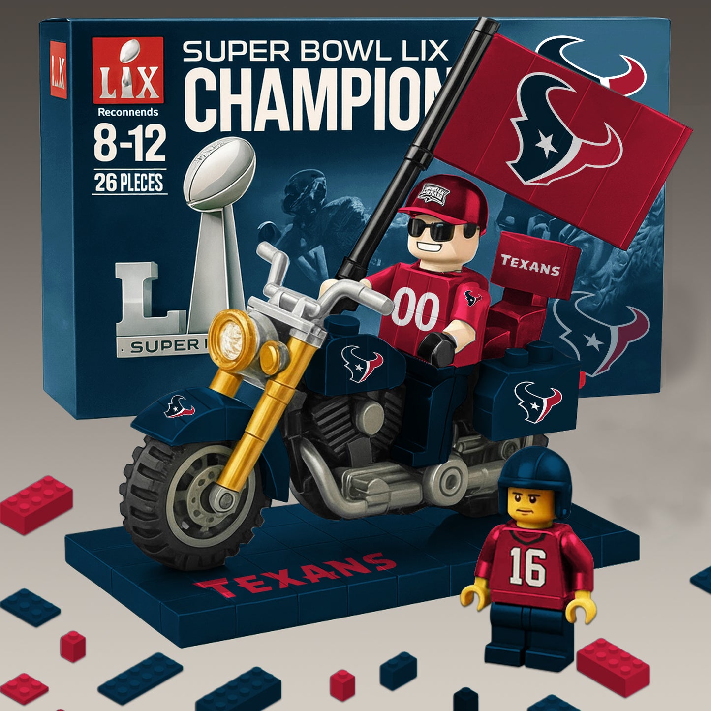 PREMIUM NFL x HOU Building Blocks Bike Toy Set NDT NHM 181125