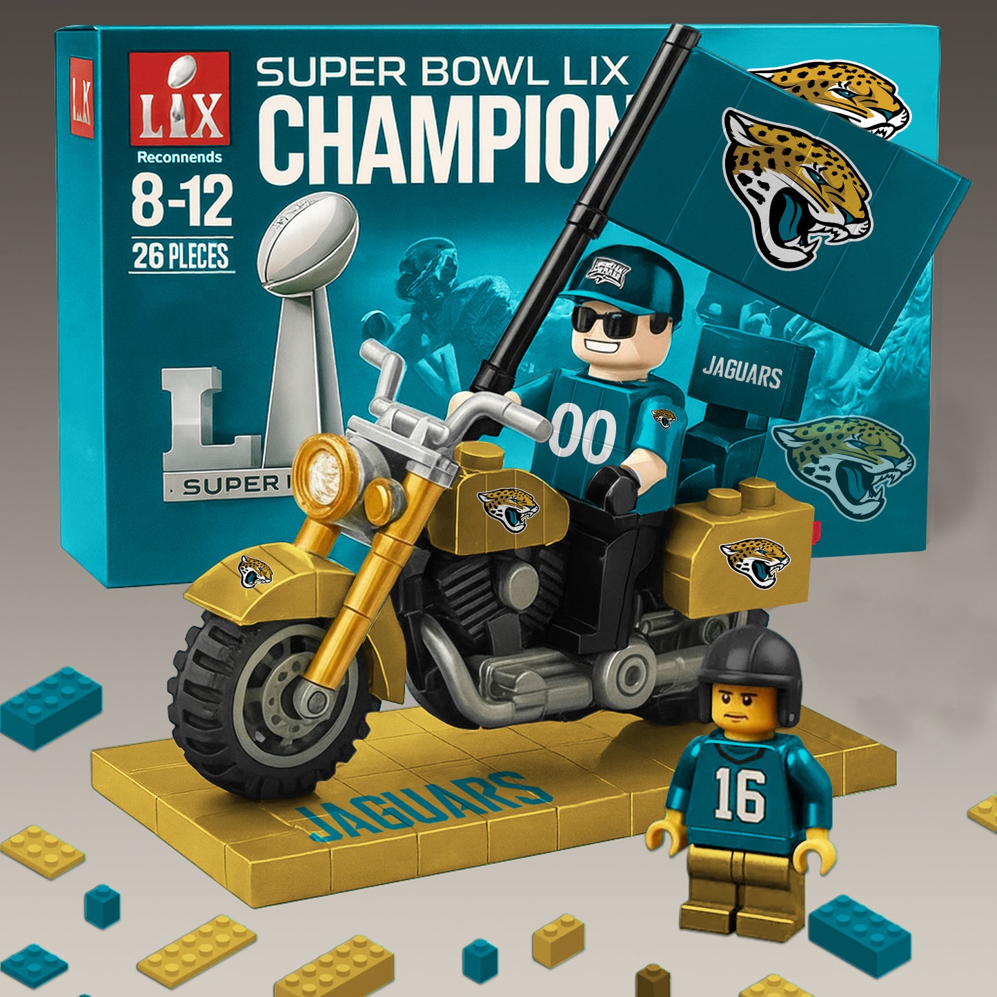 PREMIUM NFL x JAG Building Blocks Bike Toy Set NDT NHM 181125