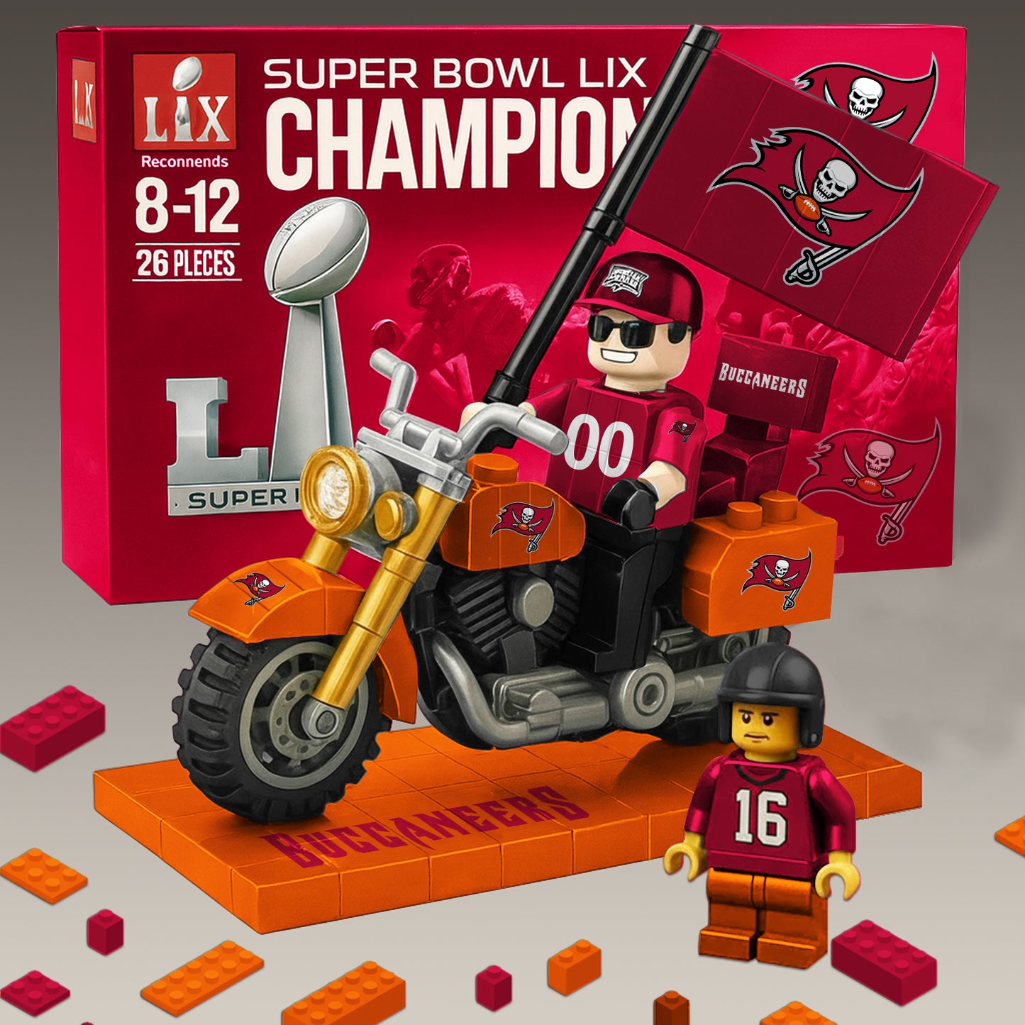 PREMIUM NFL x BUC Building Blocks Bike Toy Set NDT NHM 181125