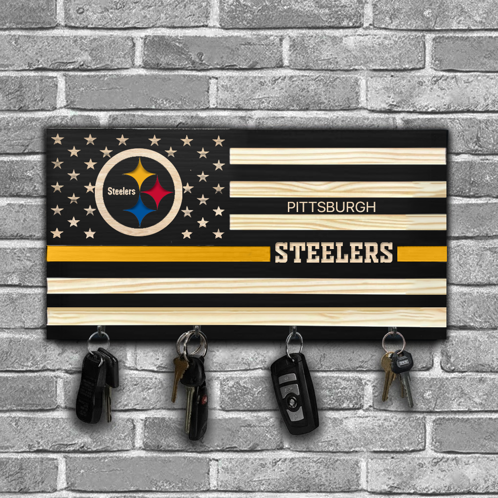 NFL x PIT American Football Team Wooden Key Holder HLP HLPHUONG