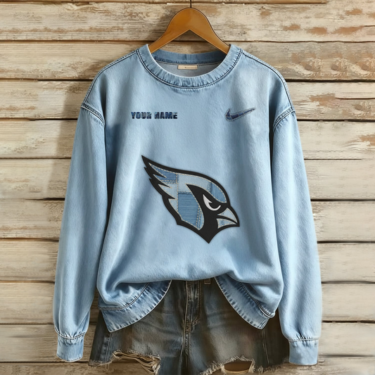 Personalized AC x NFL Denim Patchwork Art Sweater DDT NTL