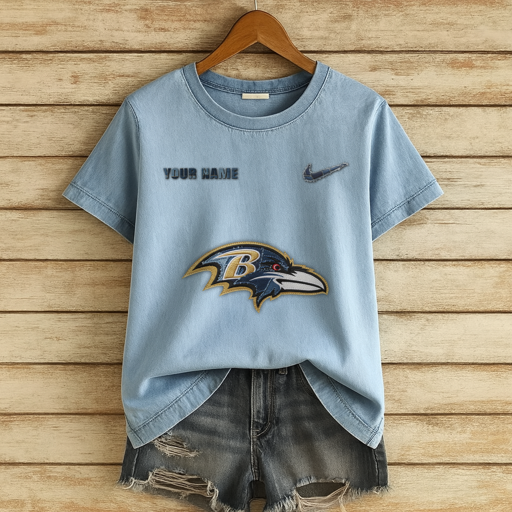Personalized BR x NFL Denim Patchwork Art Shirt DDT NTL