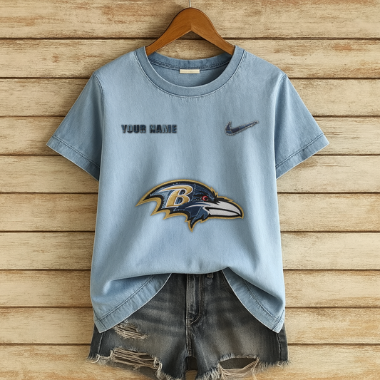 Personalized BR x NFL Denim Patchwork Art Shirt DDT NTL