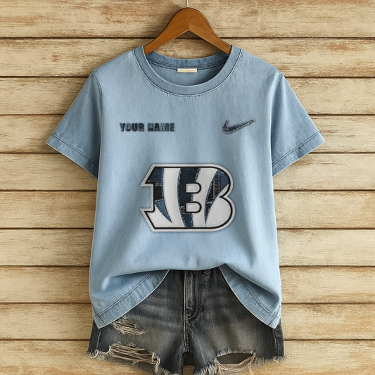 Personalized CIN x NFL Denim Patchwork Art Shirt DDT NTL