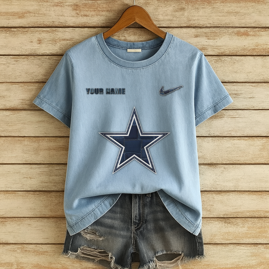 Personalized DC x NFL Denim Patchwork Art Shirt DDT NTL