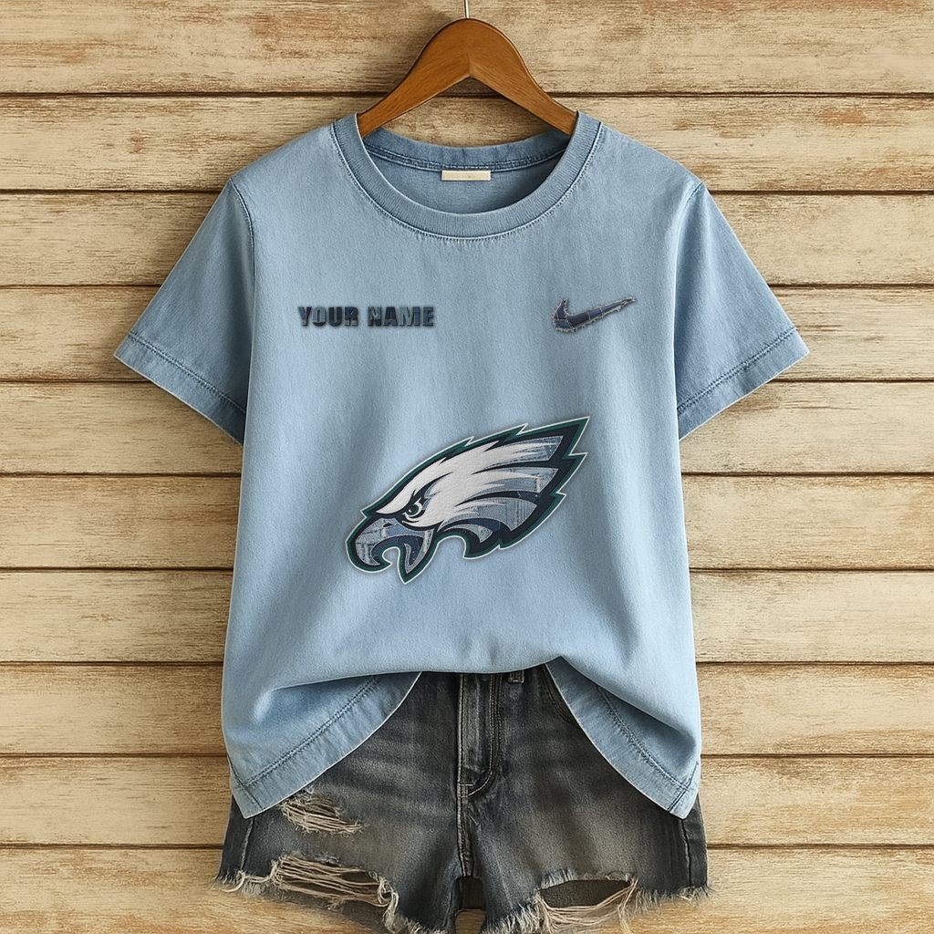 Personalized PE x NFL Denim Patchwork Art Shirt DDT NTL