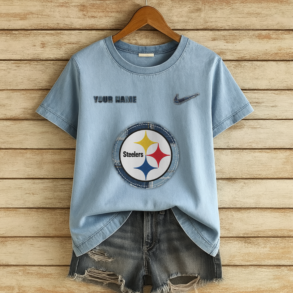 Personalized PS x NFL Denim Patchwork Art Shirt DDT NTL
