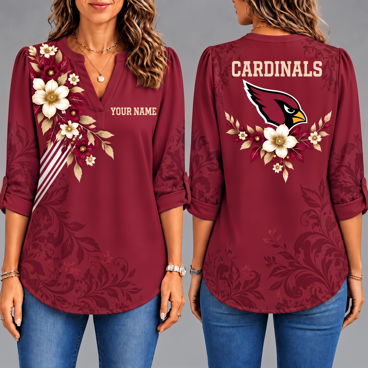 Premium AC x NFL Collegiate Floral Luxe Long Sleeve Collar