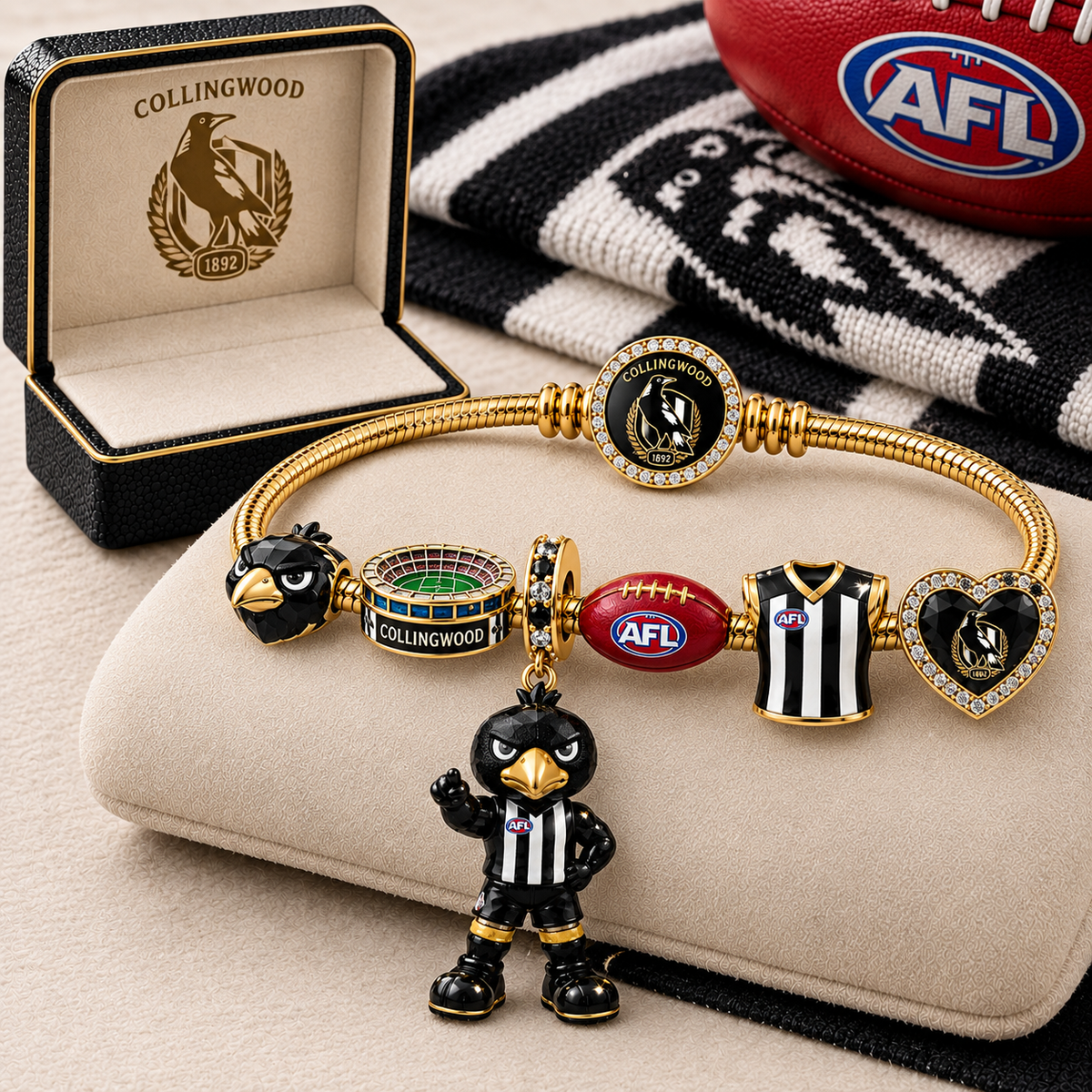 Premium AFL COL Gold Charm Bracelet Set