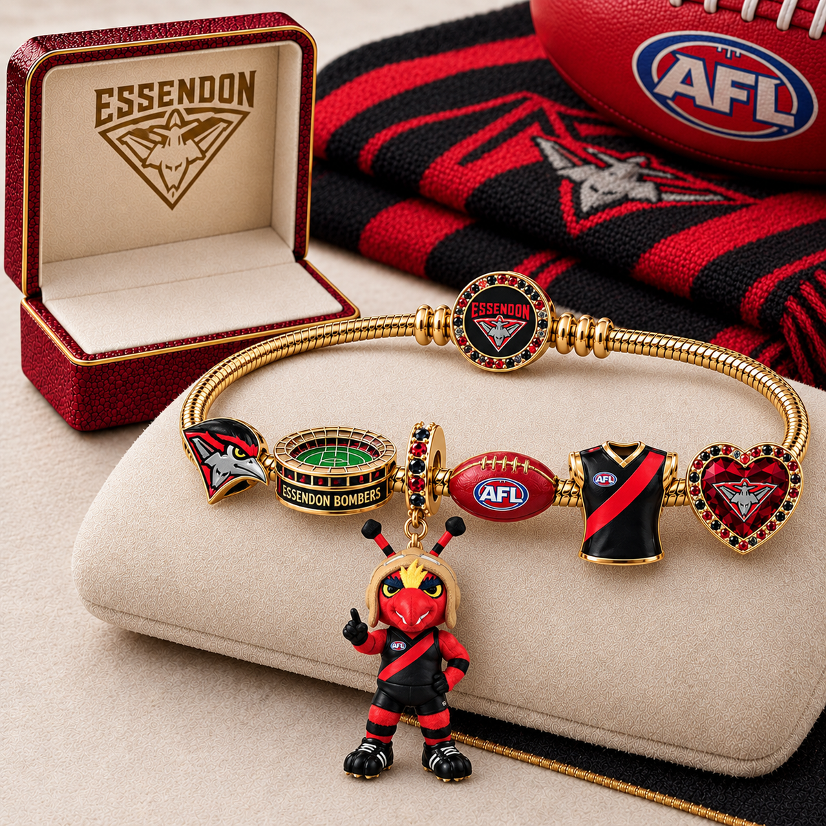 Premium AFL ESS Gold Charm Bracelet Set