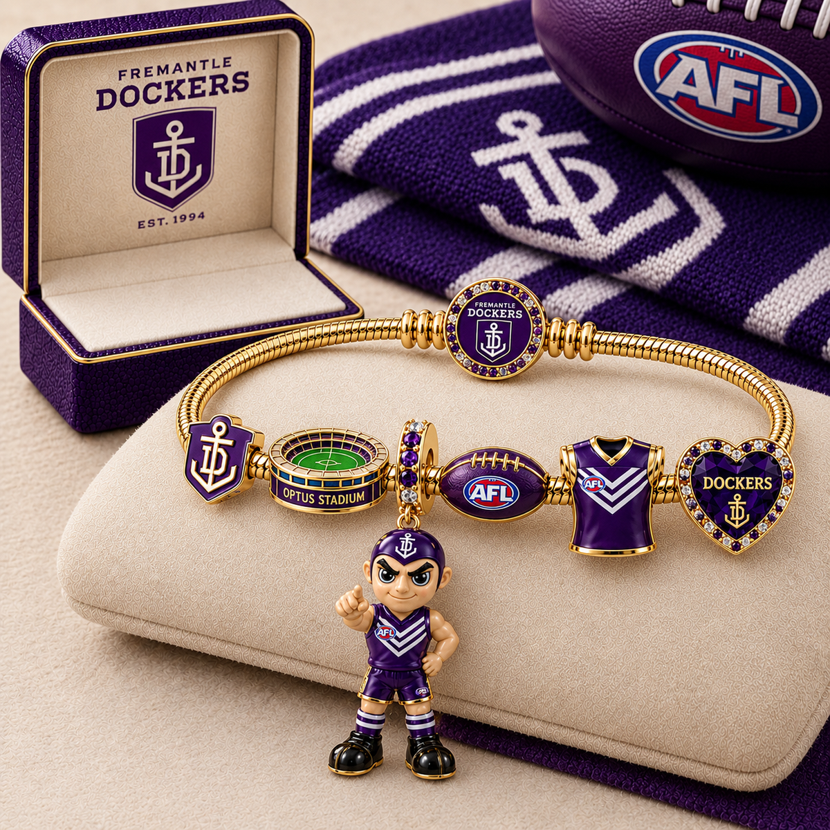 Premium AFL FRE Gold Charm Bracelet Set