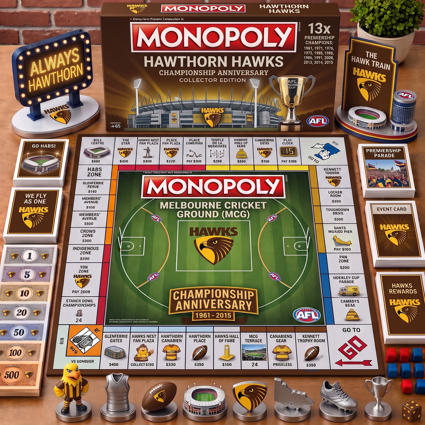 Premium AFL HH Championship Anniversary  Monopoly Collector’s Edition Board Game V3
